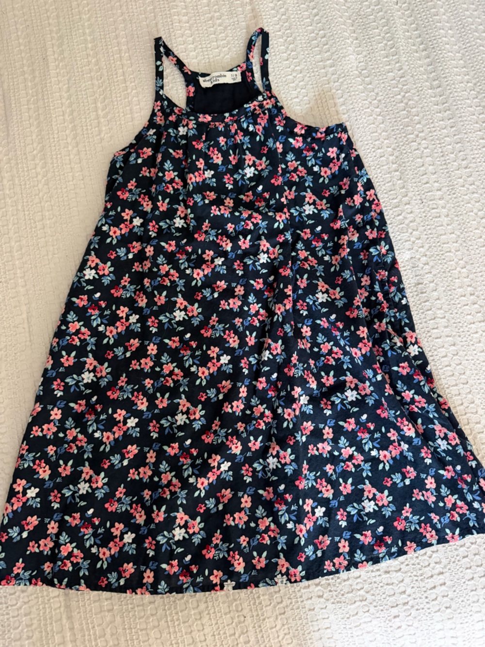 Abercrombie kids Navy Floral Sundress with Pink & Light Blue Flowers